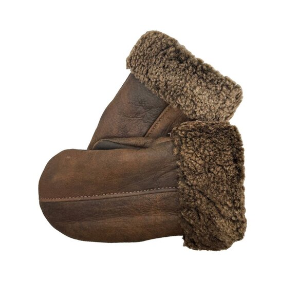 Vintage Shearling Sheepskin Leather Mittens – Winter Fur Mittens - Picture 10 of 11